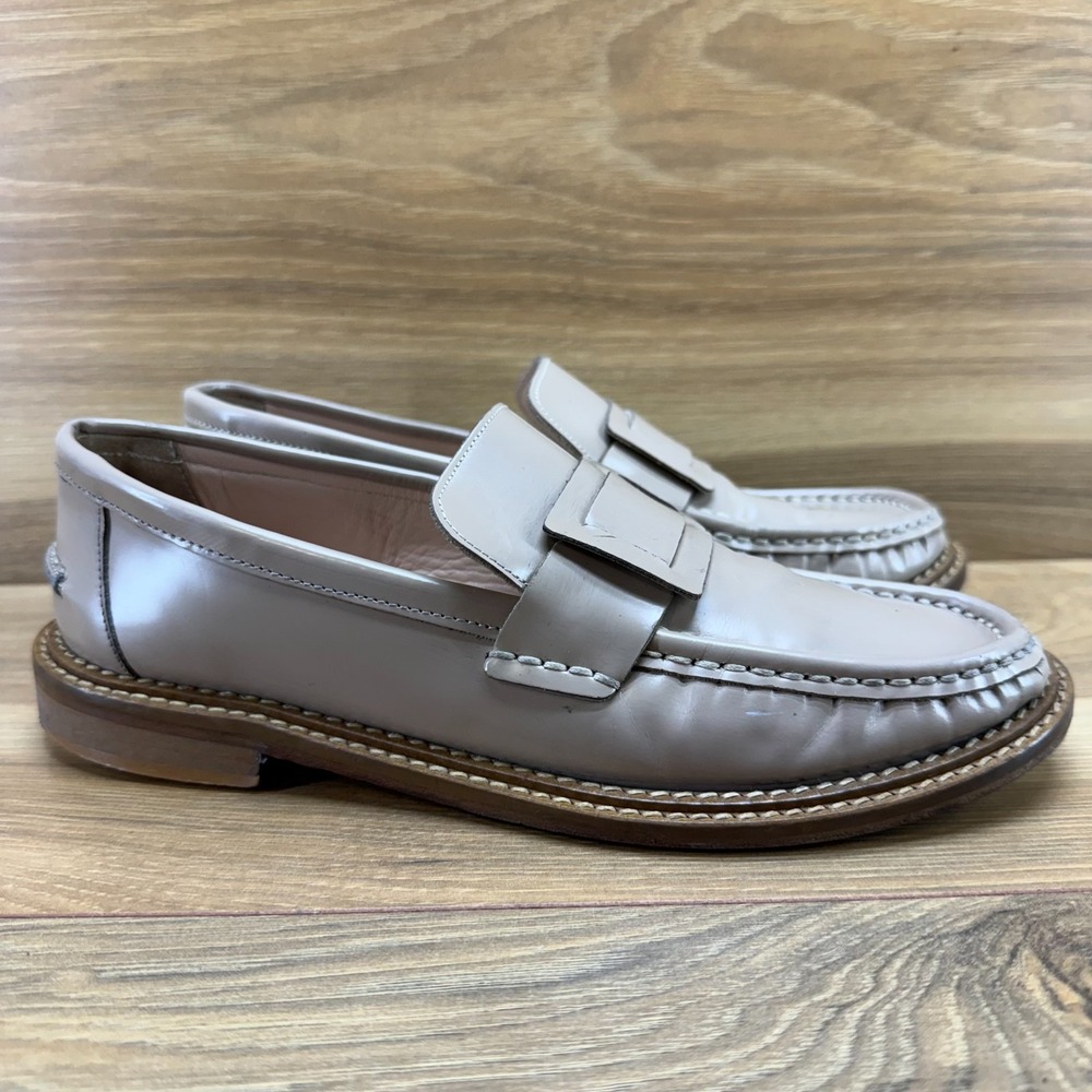 PASCUCCI‎ Beige Leather Penny Loafers 6 EU 36.5 Old Money Minimalist Flats